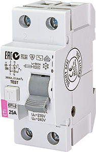 WYŁĄCZNIK RÓŻNICOWY 25A/30MA 2 POLOWY TYP AC EFI-2 - 002062122 - ETI