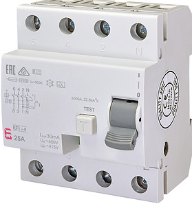 WYŁĄCZNIK RÓŻNICOWY 25A/30MA TYP A EFI-4 - 002062542 - ETI
