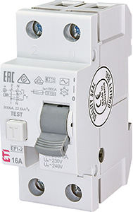 WYŁĄCZNIK RÓŻNICOWY 16A/300MA 2 POLOWY TYP AC EFI-2 - 002064121 - ETI