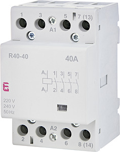 STYCZNIK MODUŁOWY 40A 4 BIEGUNY 4NO STEROWANIE 230V R 40-40 - 002463410 - ETI