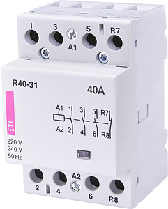 STYCZNIK MODUŁOWY 40A 4 BIEGUNY 3 STYKI NO I NC STEROWANIE 230V R 40-31 - 002463420 - ETI