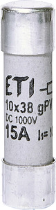 WKŁADKA BEZPIECZNIKOWA 15A CH10X38 PV CYLINDRYCZNA  - 002625112 - ETI