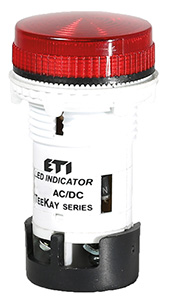 LAMPKA SYGNALIZACYJNA ZINTEGROWANA LED, SOCZEWKA PŁASKA KARBOWANA, 24 V AC/DC CZERWONA TT01U1  - 004770743 - ETI