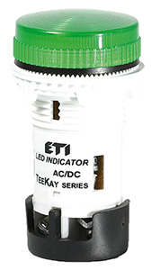 LAMPKA SYGNALIZACYJNA ZINTEGROWANA LED, SOCZEWKA PŁASKA KARBOWANA, 24 V AC/DC ZIELONA TT02U1  - 004770744 - ETI