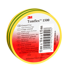 TAŚMA ELEKTROIZOLACYJNA PCW ŻÓŁTO-ZIELONA 19MM X 20M TEMFLEX 1500 - DE272951240 - 3M POLAND