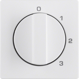 ELEMENT CENTRALNY Z POKRĘTŁEM DO ŁĄCZNIKA 3-POZYCYJNEGO Z "0" I NADRUKIEM BIAŁY AKSAMIT Q.1 - 10966089 - HAGER - BERKER