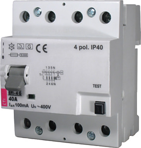 WYŁĄCZNIK RÓŻNICOWY 40A/30MA CHARAKTERYSTYKA A KRÓTKOZWŁOCZNY EFI-4 G/KV - 854088416 - ETI