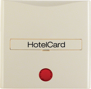 ŁĄCZNIK NA KARTĘ HOTELOWĄ-NASADKA Z NADRUKIEM I CZERWONĄ SOCZEWKĄ KREMOWY POŁYSK S.1 - 16408982 - HAGER - BERKER