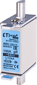 WKŁADKA BEZPIECZNIKOWA 40A ULTRASZYBKA M00CUQ U-N/40A690V  - 004331024 - ETI