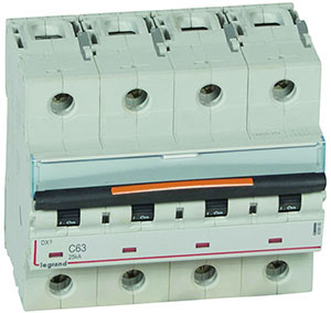 WYŁĄCZNIK NADPRĄDOWY C 63A 4-POLOWY 25KA DX3 S324 - 409800 - LEGRAND