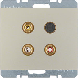 GNIAZDO 3 X CINCH / S-VIDEO STAL SZLACHETNA LAKIEROWANY K.5 - 3315327004 - HAGER - BERKER