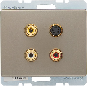 GNIAZDO 3 X CINCH / S-VIDEO JASNY BRĄZ LAKIEROWANY ARSYS - 3315329011 - HAGER - BERKER