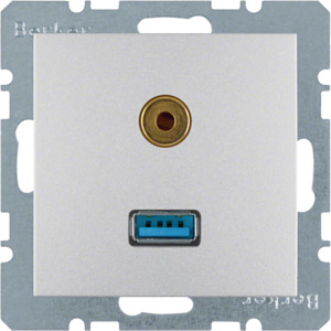 GNIAZDO USB / 3.5 MM AUDIO ALU MAT B.1/B.7  - 3315391404 - HAGER - BERKER