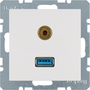 GNIAZDO USB / 3.5 MM AUDIO BIAŁY MAT S.1/B.3/B.7  - 3315391909 - HAGER - BERKER