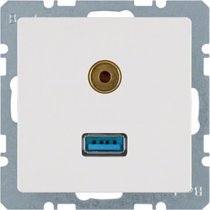 GNIAZDO USB / 3.5 MM AUDIO BIAŁY AKSAMIT Q.1 - 3315396089 - HAGER - BERKER