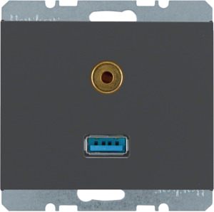 GNIAZDO USB / 3.5 MM AUDIO ANTRACYT MAT K.1 - 3315397006 - HAGER - BERKER