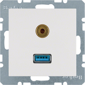 GNIAZDO USB / 3.5 MM AUDIO BIAŁY POŁYSK S.1/B.KWADRAT/B.3/B.7  - 3315398989 - HAGER - BERKER