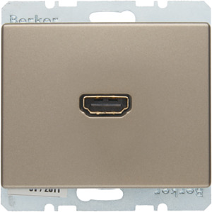 GNIAZDO HDMI Z PRZYŁĄCZEM 90&deg; JASNY BRĄZ LAKIEROWANY ARSYS - 3315439011 - HAGER - BERKER