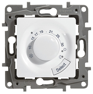 TERMOSTAT Z POKRĘTŁEM BIAŁY NILOE  - 664787 - LEGRAND
