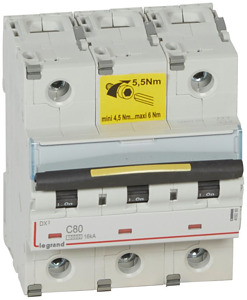 WYŁĄCZNIK NADPRĄDOWY C 80A 3-POLOWY CHARAKTERYSTYKA C SERII DX3 S 313 - 409280 - LEGRAND
