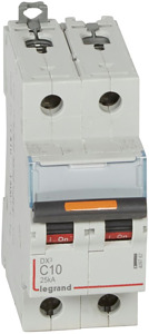 WYŁĄCZNIK NADPRĄDOWY C 10A 2-POLOWY 25KA DX3 S322 - 409767 - LEGRAND