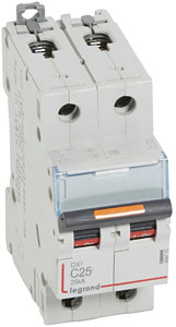 WYŁĄCZNIK NADPRĄDOWY C 25A 2-POLOWY 25KA DX3 S322 - 409770 - LEGRAND
