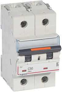 WYŁĄCZNIK NADPRĄDOWY C 50A 2-POLOWY 25KA DX3 S322 - 409773 - LEGRAND