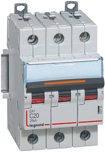 WYŁĄCZNIK NADPRĄDOWY C 20A 3-POLOWY 25KA DX3 S323 - 409782 - LEGRAND