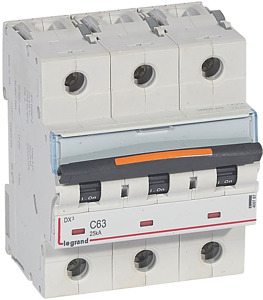 WYŁĄCZNIK NADPRĄDOWY C 63A 3-POLOWY 25KA DX3 S323 - 409787 - LEGRAND