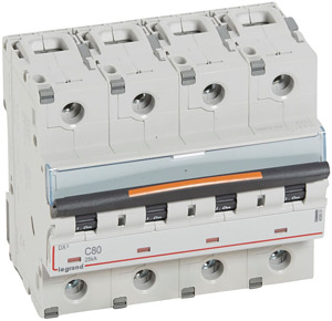 WYŁĄCZNIK NADPRĄDOWY C 80A 4-POLOWY 25KA DX3 S324 - 409801 - LEGRAND