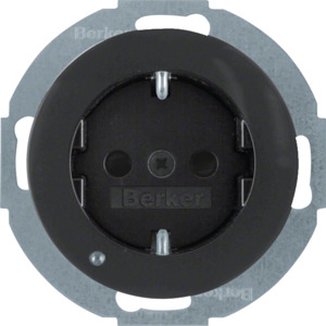 GNIAZDO SCHUKO Z PODŚWIETLENIEM LED CZARNY POŁYSK R.CLASSIC  - 41092045 - HAGER - BERKER