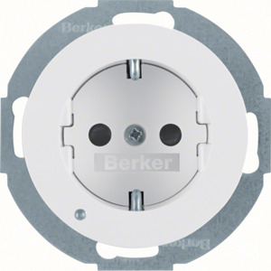 GNIAZDO SCHUKO Z PODŚWIETLENIEM LED BIAŁY POŁYSK R.CLASSIC  - 41092089 - HAGER - BERKER