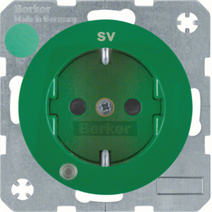 GNIAZDO SCHUKO Z DIODĄ KONTROLNĄ LED ZIELONY POŁYSK R.1/R.3 - 41102003 - HAGER - BERKER