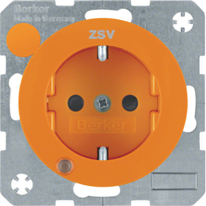 GNIAZDO SCHUKO Z DIODĄ KONTROLNĄ LED POMARAŃCZOWY POŁYSK R.1/R.3 - 41102007 - HAGER - BERKER