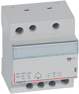 MODUŁOWY TRANSFORMATOR DZWONKOWY TR323 12/8V 24VA - 413092 - LEGRAND