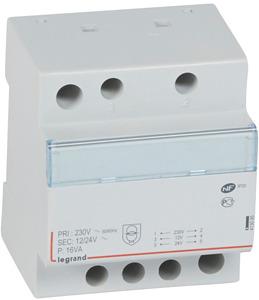 MODULOWY TRANSFORMATOR BEZPIECZEŃSTWA TR316 12/24 16VA - 413095 - LEGRAND