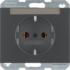 GNIAZDO SCHUKO Z POLEM OPISOWYM ANTRACYT MAT LAKIEROWANY K.1 - 47397006 - HAGER - BERKER