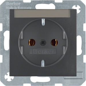 GNIAZDO SCHUKO Z POLEM OPISOWYM ANTRACYT B.3/B.7  - 47501606 - HAGER - BERKER