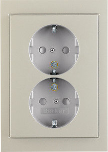 GNIAZDO PODWÓJNE SCHUKO KOMPLET STAL SZLACHETNA LAKIEROWANA K.5 - 47537004 - HAGER - BERKER