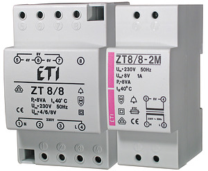 TRANSFORMATOR DZWONKOWY 2 BIEGUNY 230V/8V ZT 8/8-2M  - 002411010 - ETI