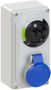 GNIAZDO 16A 220V 2P+Z IP44 Z WYŁĄCZNIKIEM 0-1 - MAŁE BLOKADA MECHANICZNA  - 6113-6 - PCE