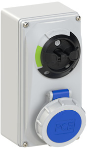GNIAZDO 16A 230V 2P+Z IP67 Z WYŁĄCZNIKIEM 0-1 - MAŁE BLOKADA MECHANICZNA  - 61132-6 - PCE