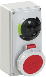 GNIAZDO 16A 3P+Z Z WYŁĄCZNIKIEM 0-1 IP67 Z BLOKADĄ MECHANICZNĄ - 61142-6 - PCE