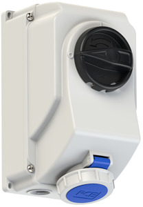 GNIAZDO 16A 220V 2P+Z IP44 Z WYŁĄCZNIKIEM 0-1 - DUŻE BLOKADA MECHANICZNA  - 75132-6 - PCE