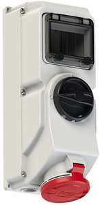 GNIAZDO 32A 400V 3P+Z+N IP44 Z WYŁĄCZNIKIEM 0-1, BLOKADA MECHANICZNA Z SZYNĄ DIN  - 7625-6 - PCE