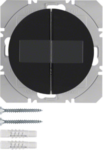 PRZYCISK RADIOWY PODWÓJNY PŁASKI Z BATERIĄ SŁONECZNĄ CZARNY POŁYSK R.1/R.3 KNX RF  - 85656131 - HAGER - BERKER