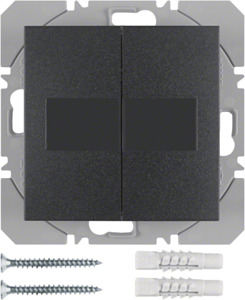 PRZYCISK PODWÓJNY PŁASKI Z BATERIĄ SŁONECZNĄ ANTRACYT MAT S.1/B.3/B.7 KNX RF  - 85656185 - HAGER - BERKER