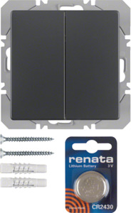 PRZYCISK RADIOWY PODWÓJNY PŁASKI QUICKLINK ANTRACYT Q.1/Q.3 KNX RF  - 85656226 - HAGER - BERKER