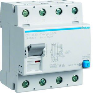WYŁĄCZNIK RÓŻNICOWOPRĄDOWY 4-POLOWY 63A 30MA TYP B RCCB - CDB463D - HAGER - BERKER