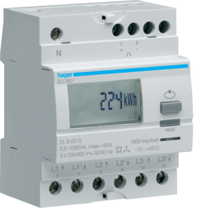 LICZNIK ENERGII ELEKTRYCZNEJ 3-FAZOWY 63A 1-TARYFOWY - EC350 - HAGER - BERKER